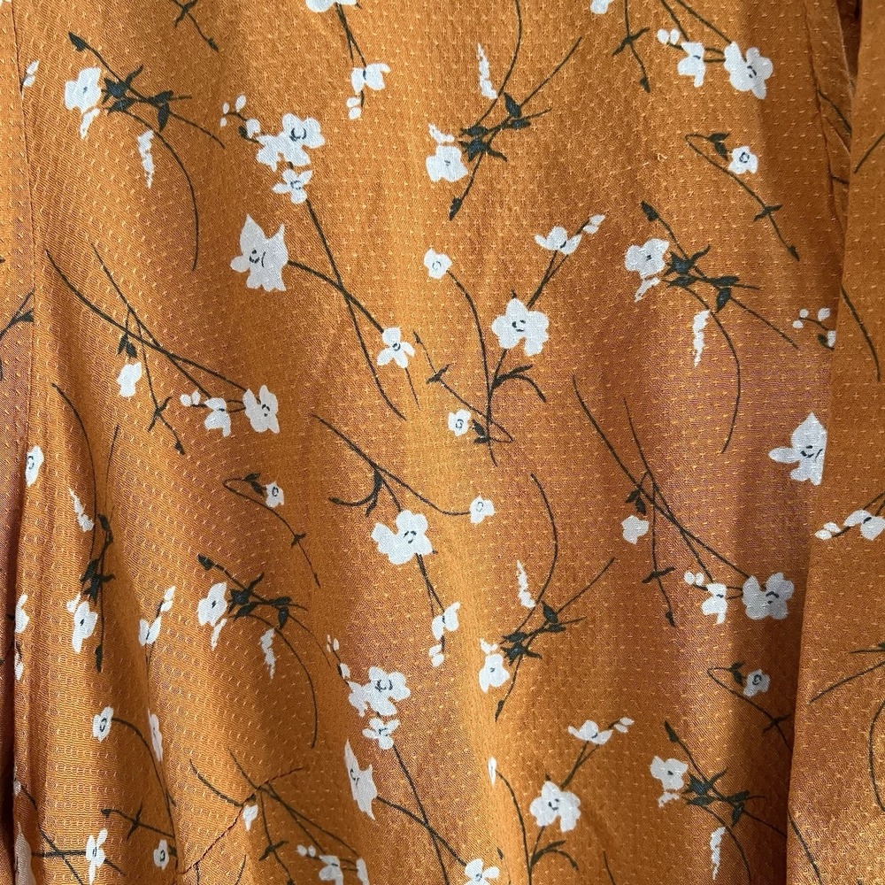 1X XL Floral Maxi Tiered Dress Cottagecore Boho Prairie Bow Ruffles Yellow - Picture 10 of 12